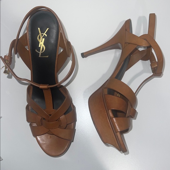Yves Saint Laurent Brown Leather Heels - Picture 1 of 7